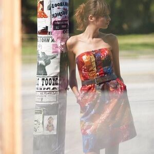 Anthropologie Moulinette Soeurs Radiant Beauty Strapless Floral Dress Size 10